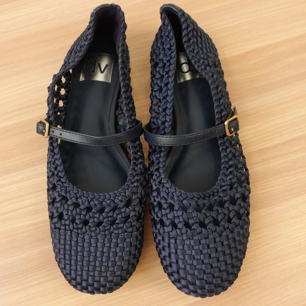 Mary Jane Ballet Flats Womens 6 Navy Blue Fairy Grunge Coquette DV Dolce Vita